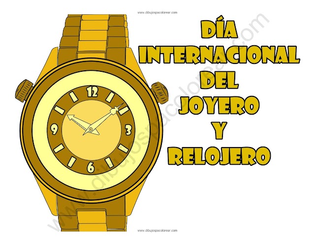 Día Internacional del Joyero y Relojero dibujo a color y para colorear